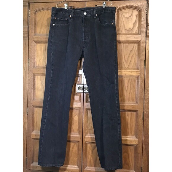Levi's 501 Black Straight Leg Denim Jeans Men's size 36x34 Levi Strauss WPL 423 - Picture 2 of 13